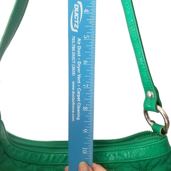 Vera Bradley Green Quilted Shoulder Bag Floral Interior Metal Accents for Women - Picture 6 of 7